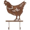 Clayre & Eef 6Y5668 Wall coat rack chicken design brown iron 24x5x31 cm