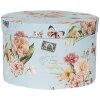 Clayre & Eef 66006 Hat Box Set of 3 Blue Floral Design Ø 24/22/21 cm