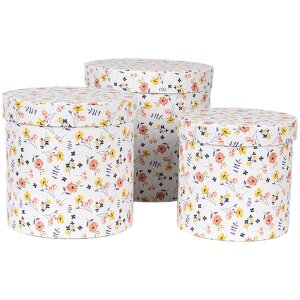 Clayre & Eef 66007 Hat box set of 3 round flower...