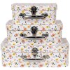 Clayre & Eef 66011 Decorative suitcase set of 3 white flowers 30x22x9/25x20x9/20x17x8 cm