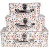 Clayre & Eef 66012 Decorative Case Set of 3 White Floral 30x22x9 to 20x17x8 cm