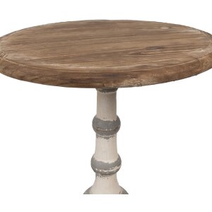 Clayre & Eef 5H0689 Side Table Round Wood Brown Beige...