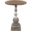 Clayre & Eef 5H0689 Side Table Round Wood Brown Beige Ø 51x71 cm