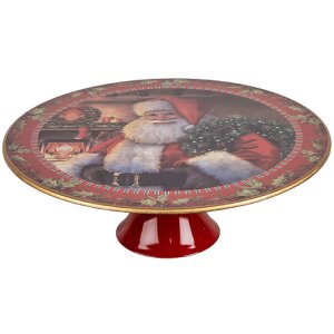 Clayre & Eef 65754L Cake Plate Christmas Motif Red...