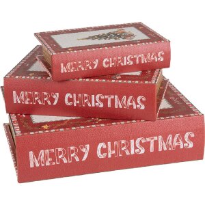 Clayre & Eef 65755 Storage boxes set of 3 red-white...