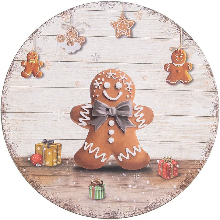 Clayre & Eef 65757 Placemat gingerbread motif Ø 33 cm Beige-brown