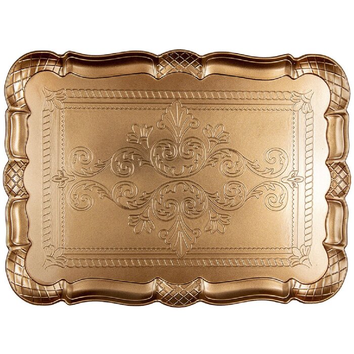 Clayre & Eef 65759 Tray Gold 40x30x2 cm Baroque Design Robust Plastic