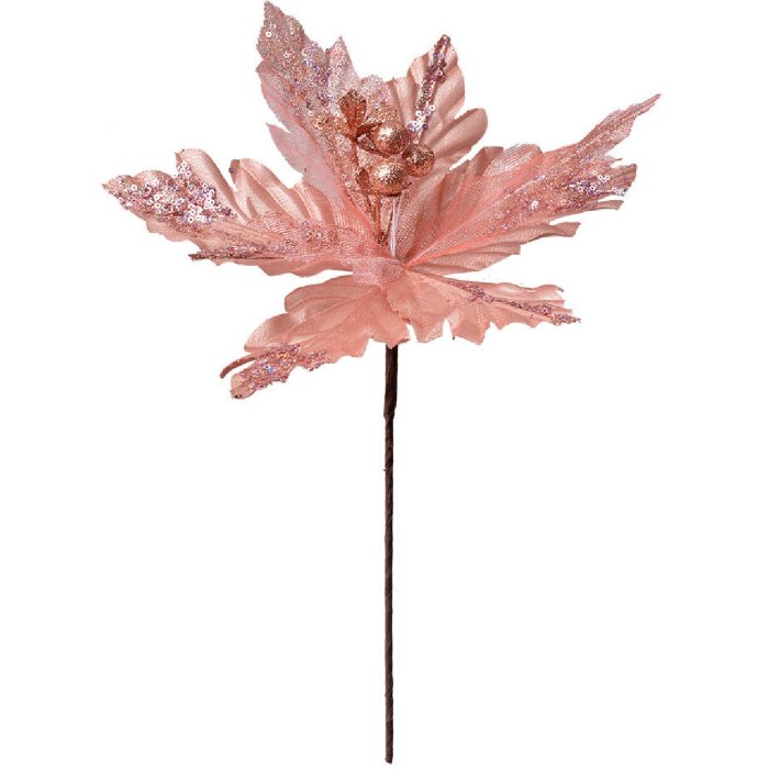 Clayre & Eef 65828 Christmas Flower Pink Silver Ø 25x38 cm Plastic