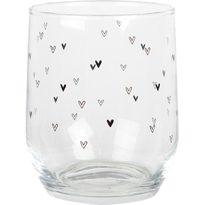 Clayre & Eef BHSGL0005 Drinking Glass Heart Pattern Transparent Ø 8x9 cm 300 ml