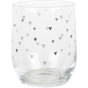 Clayre & Eef BHSGL0005 Drinking Glass Heart Pattern Transparent Ø 8x9 cm 300 ml