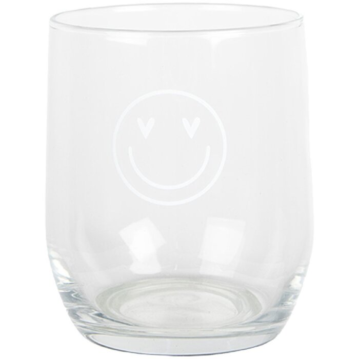 Clayre & Eef BHSGL0006 Drinking Glass Smiley Transparent Ø 8x9 cm 300 ml