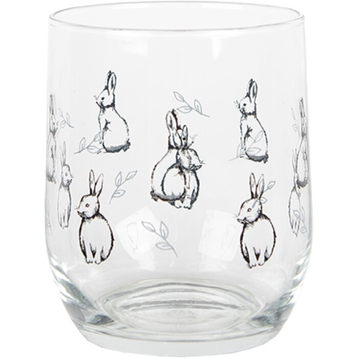 Clayre & Eef BNSGL0002 Drinking glass rabbit Ø 8x9 cm 300 ml country style