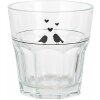 Clayre & Eef LBSGL0011 Drinking glass 200 ml romantic bird heart design Ø 8x8 cm