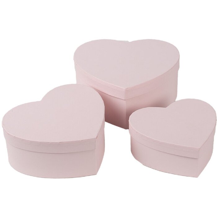 Clayre & Eef 66025 Box Set Heart Pink 3 Sizes Country Style Gift Boxes