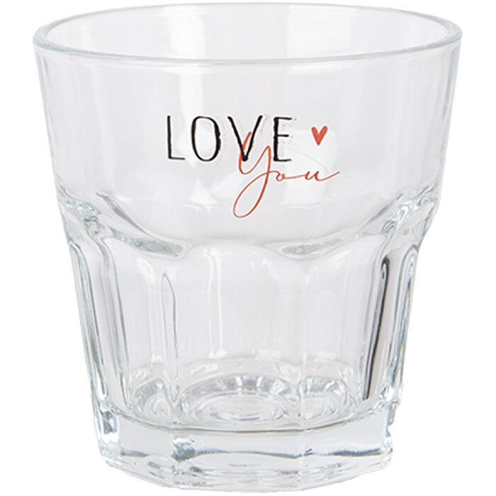 Clayre & Eef BHSGL0012 Drinking glass Love You Ø 8x8 cm 200 ml Transparent