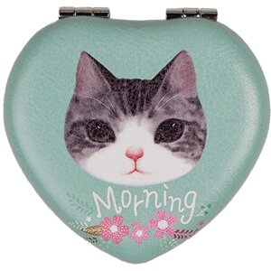 Juleeze JZSP0015 Hand mirror heart shape cat motif green...