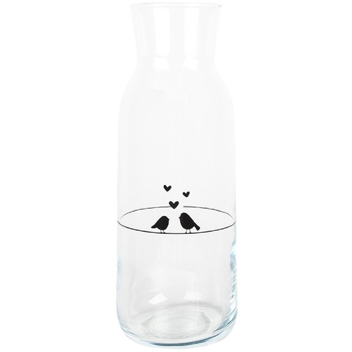 Clayre & Eef Carafe LBSGL0013 Glass 1000 ml bird motif Ø 9x25 cm Transparent