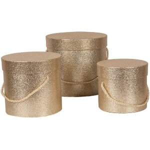 Clayre & Eef 66020 Storage Box Set Gold Glitter Round...