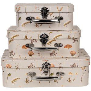 Clayre & Eef 66022 Decoration suitcase set of 3 Beige...