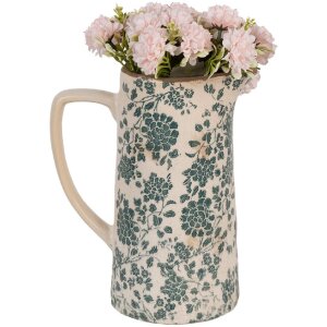 Clayre & Eef 6CE1922L Decorative Jug Ceramic Beige Green 21x14x26 cm