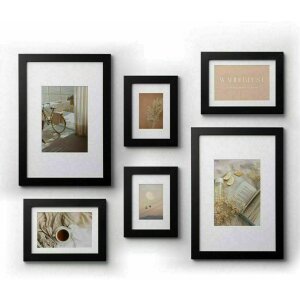 Deknudt S66KF2 Set 6 picture frames wood black for 7x10...