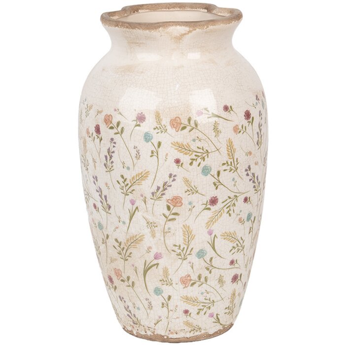 Clayre & Eef 6CE1941L Vase Beige Pink Ø 21x37 cm Ceramic Country Style