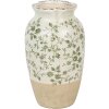 Clayre & Eef 6CE1943S Vase Green Beige Ceramic Ø16x27cm Country style