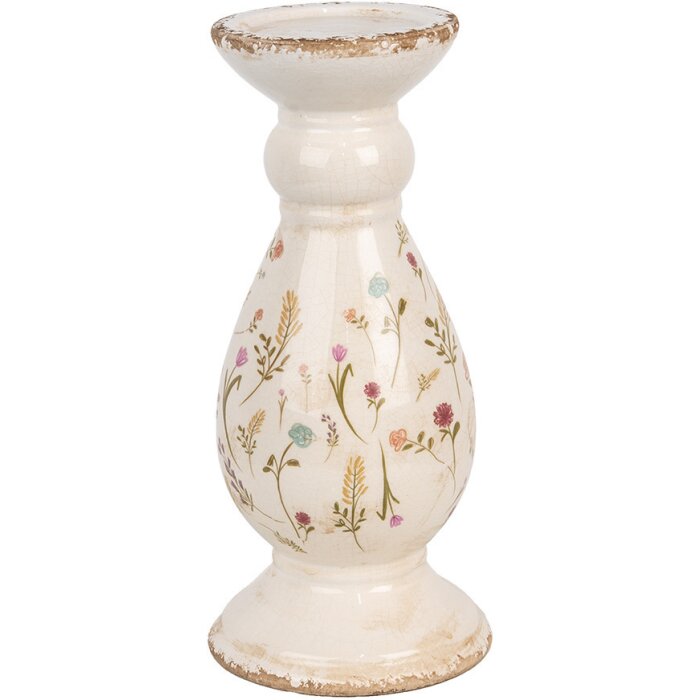 Clayre & Eef 6CE1945L Candlestick Beige Pink Ø 14x32 cm