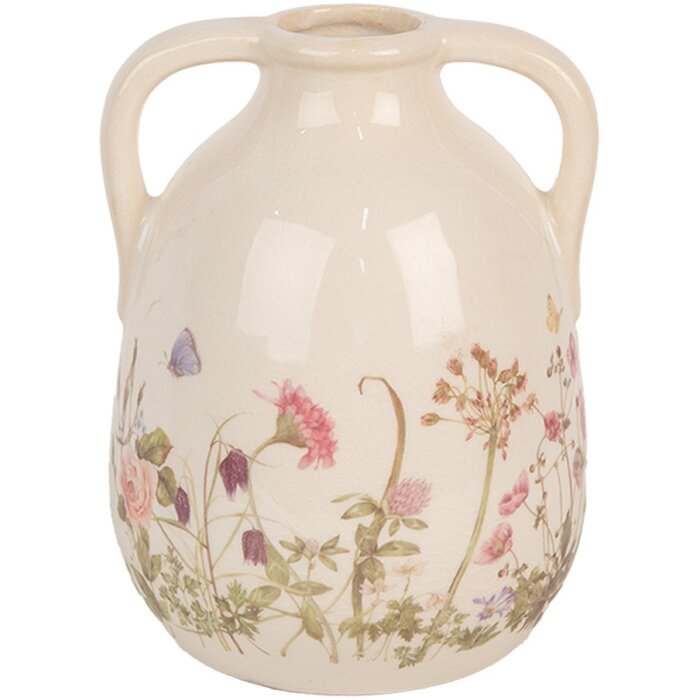 Clayre & Eef 6CE1947M Ceramic Vase Beige Pink Ø 14x18 cm Country Style