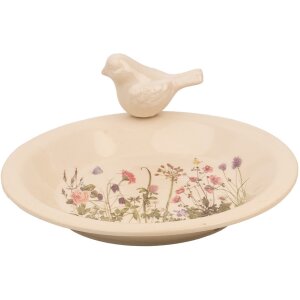 Clayre & Eef 6CE1948L Bird Feeding Bowl Beige Pink...