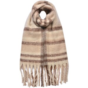 Juleeze JZSC0822CH Scarf 39x200 cm Beige Brown with Check...