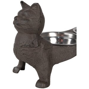 Clayre & Eef 6Y5641 Animal Feeding Bowl Brown Iron 39x15x19 cm 2x225 ml