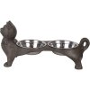 Clayre & Eef 6Y5641 Animal Feeding Bowl Brown Iron 39x15x19 cm 2x225 ml