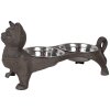 Clayre & Eef 6Y5641 Animal Feeding Bowl Brown Iron 39x15x19 cm 2x225 ml