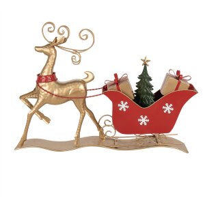 Clayre & Eef 5Y1263 Decoration Sleigh Brown Red Metal...