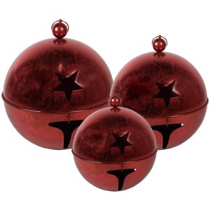 Clayre & Eef 5Y1265 Decorative bells set of 3 red...