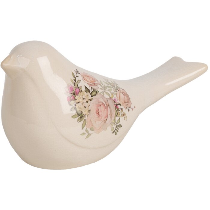 Clayre & Eef 6CE1951L Decoration Bird Beige Rose Decoration 25x10x13 cm