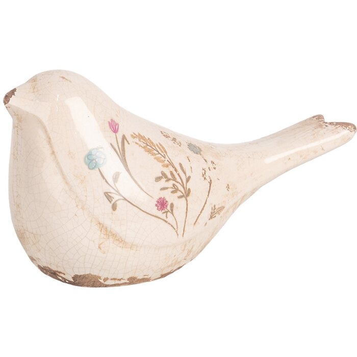 Clayre & Eef 6CE1952M Decoration Bird Beige Pink 22x9x12 cm