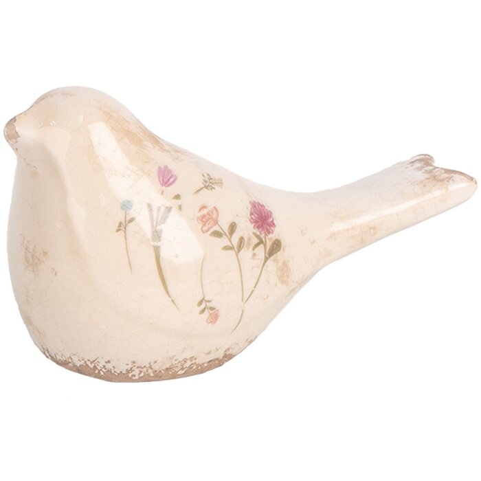 Clayre & Eef 6CE1952S Decoration Bird Pink Beige 16x7x9 cm Ceramic