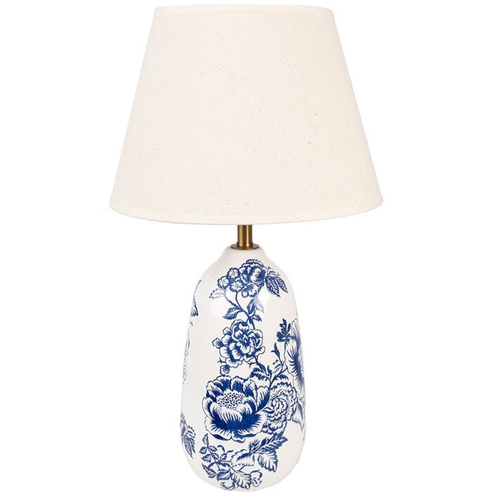 Clayre & Eef 6LMC0098 Table Lamp Country Style Ø28x49 cm Ceramic Base Blue White