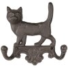 Clayre & Eef 6Y5651 Wall coat rack cat brown iron 16x4x16 cm