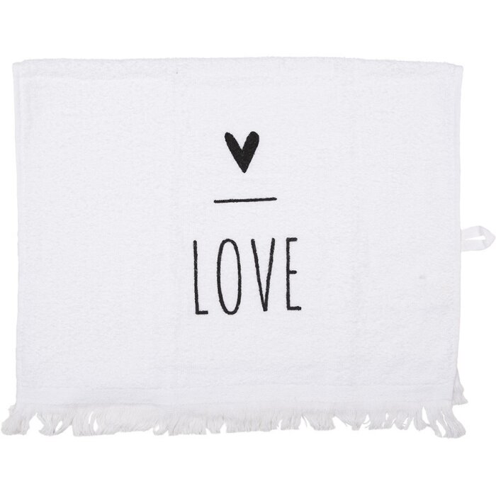 Clayre & Eef CT032 Guest Towel 40x66 cm White Black Romantic Cotton