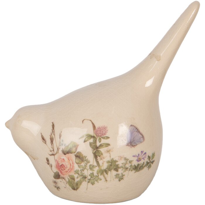 Clayre & Eef 6CE1954M Decoration Bird Beige Pink 14x9x15 cm Country style