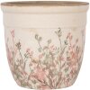 Clayre & Eef 6CE1974L Flower Pot Ceramic Beige Pink Ø 18x17 cm Country Style