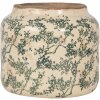 Clayre & Eef 6CE1975L Flower Pot Ceramic Beige Green Ø 18x16 cm