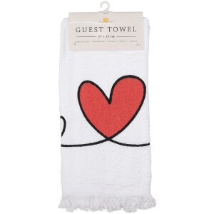 Clayre & Eef CTCHS guest towel white red heart motif cotton 40x66 cm