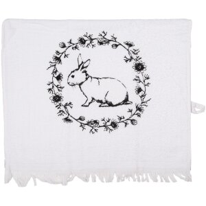 Clayre & Eef guest towel cotton white black country...