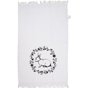 Clayre & Eef guest towel cotton white black country...