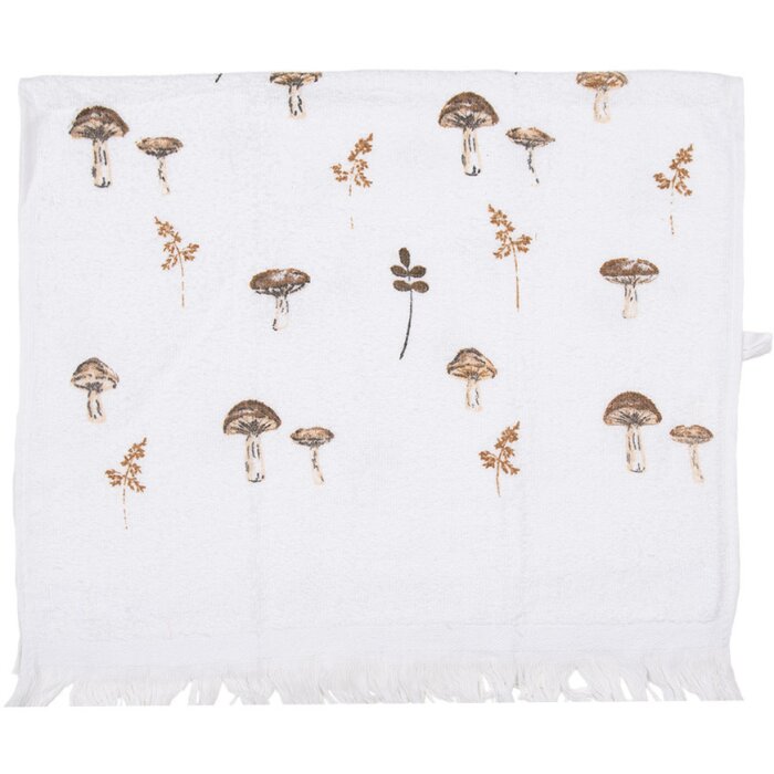 Clayre & Eef CTLFJ Guest Towel White Brown 40x66 cm Country Style Cotton