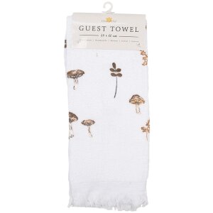 Clayre & Eef CTLFJ Guest Towel White Brown 40x66 cm Country Style Cotton